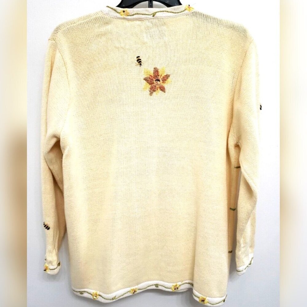 Storybook Knits Buzzin For Sun Button Spring Summer Theme Cardigan Women's Sz 1X - Picture 3 of 8